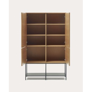 Aparador alto Vedrana 4 puertas roble/acero negro 97,5x160cm Kave Home 2