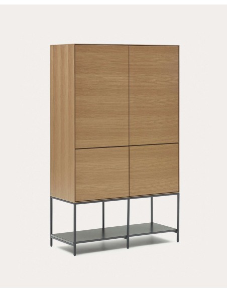 Aparador alto Vedrana 4 puertas roble/acero negro 97,5x160cm Kave Home