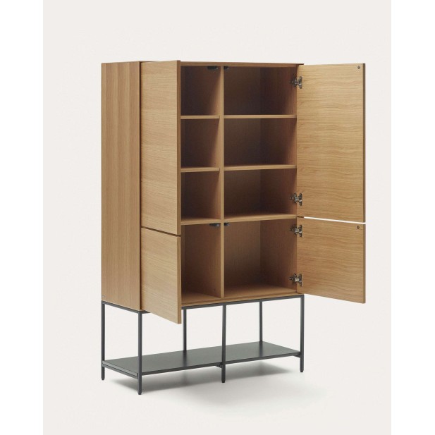 Aparador alto Vedrana 4 puertas roble/acero negro 97,5x160cm Kave Home