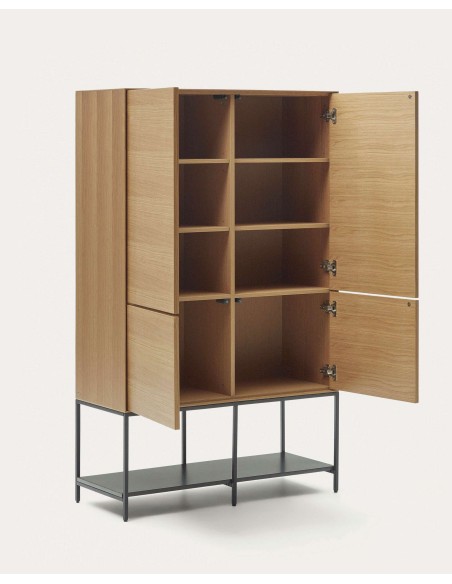 Aparador alto Vedrana 4 puertas roble/acero negro 97,5x160cm Kave Home