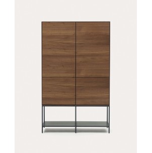 Aparador alto Vedrana 4 puertas nogal/acero negro 97,5 x 160 cm - Kave Home - M0400014MM41. Muebles y decoración de diseño para casas con personalidad