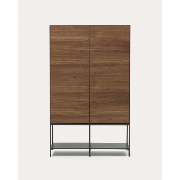 Aparador alto Vedrana 4 puertas nogal/acero negro 97,5x160cm Kave Home