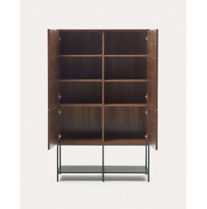 Aparador alto Vedrana 4 puertas nogal/acero negro 97,5x160cm Kave Home 2
