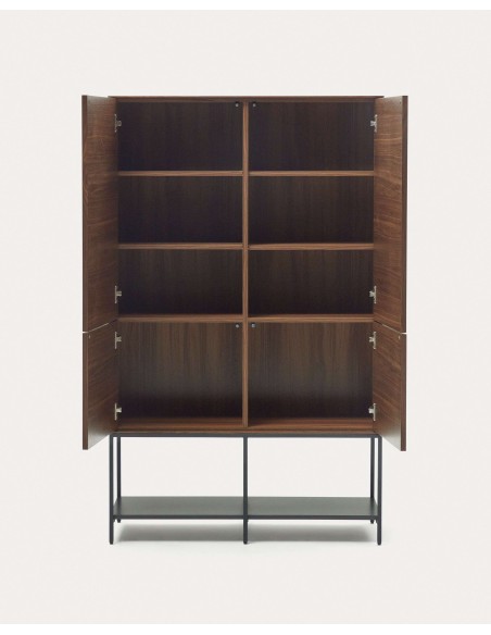 Aparador alto Vedrana 4 puertas nogal/acero negro 97,5x160cm Kave Home