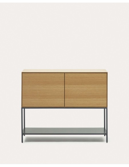 Aparador Vedrana 2 puertas roble/acero negro 97,5 x 80 cm - Kave Home