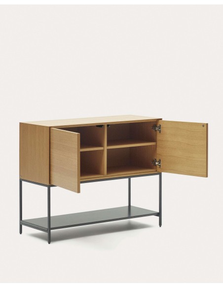 Aparador Vedrana 2 puertas roble/acero negro 97,5 x 80 cm - Kave Home