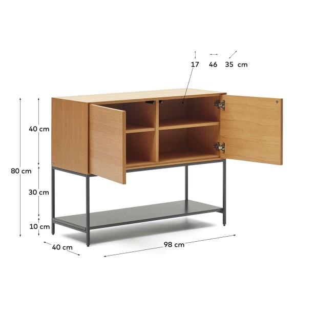 Aparador Vedrana 2 puertas roble/acero negro 97,5 x 80 cm - Kave Home Aparador Vedrana 2 puertas roble/acero negro 97,5 x 80 cm - Kave Home