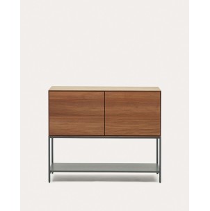 Aparador Vedrana 2 puertas de chapa de nogal y patas de acero negro 97,5 x 80 cm - Kave Home - M0400015MM41. Muebles y decoración de diseño 
