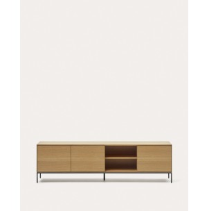 Mueble TV Vedrana 3 puertas roble/acero negro 195 x 55 cm - Kave Home - M1000012MM40. Muebles y decoración de diseño para casas con personalidad