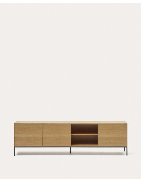 Mueble TV Vedrana 3 puertas roble/acero negro 195 x 55 cm - Kave Home