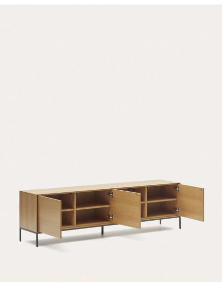 Mueble TV Vedrana 3 puertas roble/acero negro 195 x 55 cm - Kave Home