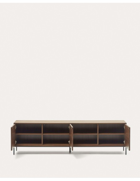 Mueble TV Vedrana 3 puertas de nogal y patas de acero negro 195x55cm 