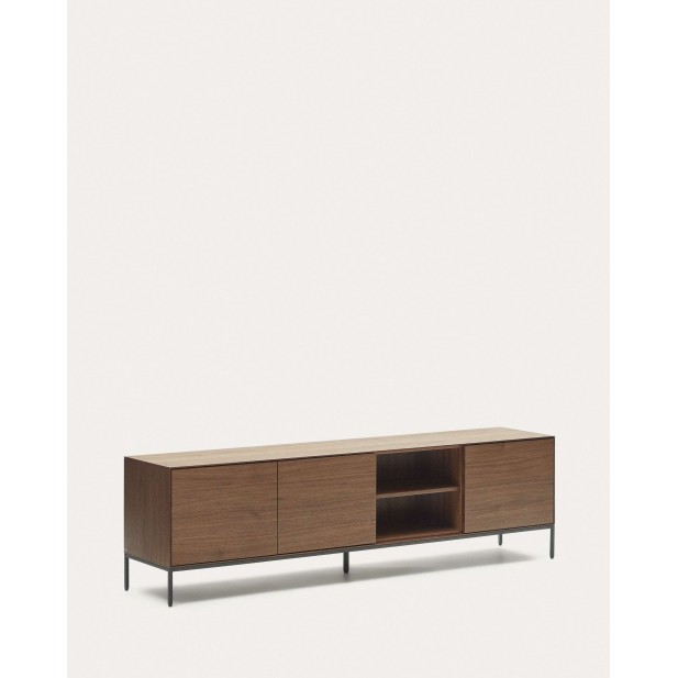 Mueble TV Vedrana 3 puertas de nogal y patas de acero negro 195x55cm  Mueble TV Vedrana 3 puertas de nogal y patas de acero negro 195x55cm