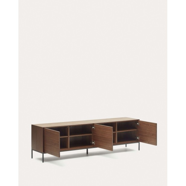 Mueble TV Vedrana 3 puertas de nogal y patas de acero negro 195x55cm  Mueble TV Vedrana 3 puertas de nogal y patas de acero negro 195x55cm