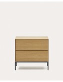 Mesita de noche Vedrana 2 cajones roble/acero negro 60 x 55 cm - Kave Home