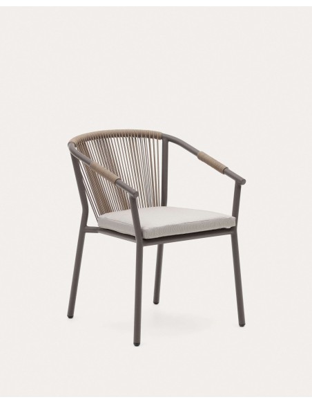 Silla exterior Xelida alumino y cuerda marrón Kave Home J0600034RR10