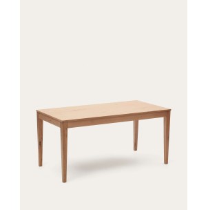 Mesa extensible Yain de chapa y madera maciza de roble 160 (220) x 80 cm - Kave Home - T0200001MM46. Muebles y decoración de diseño para casas con personalidad