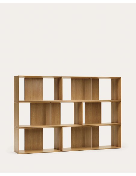 Set Litto de 6 estanterías modulares de chapa de roble 168 x 114 cm 