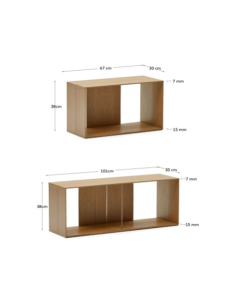 Set Litto de 6 estanterías modulares de chapa de roble 168 x 114 cm 