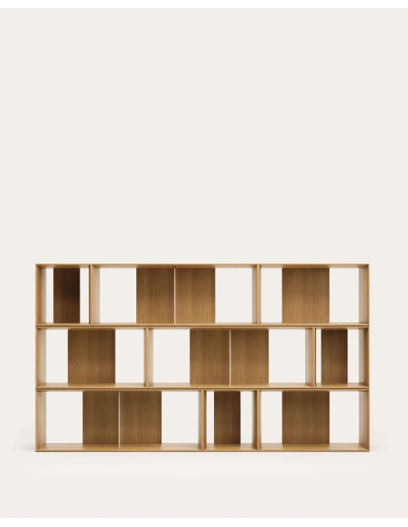 Set Litto de 9 estanterías modulares de chapa de roble 202 x 114 cm 