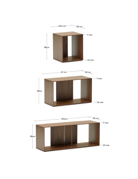 Set Litto de 9 estanterías modulares de chapa de nogal 202x114 cm Kave