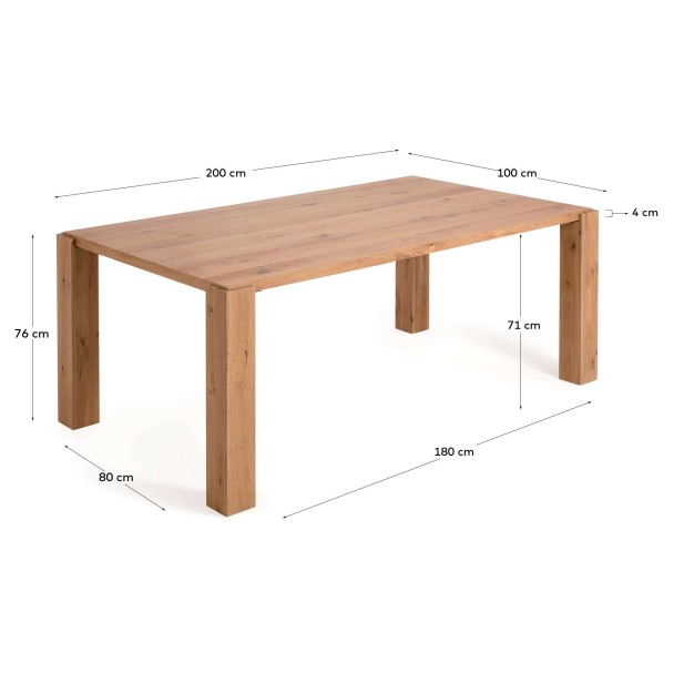 Mesa Deyanira 200x100cm roble - Kave Home- IT0287M40