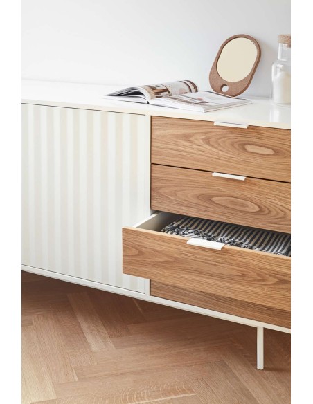 Aparador SIERRA 159x47 cm, DM Blanco / Roble - Teulat. Vackart