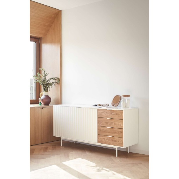 Aparador SIERRA 159x47 cm, DM Blanco / Roble - Teulat. Vackart