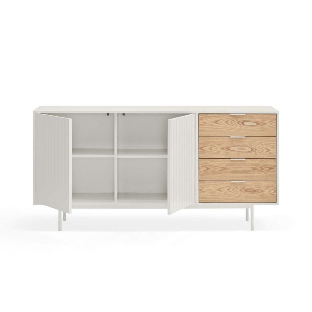 Aparador SIERRA 159x47 cm, DM Blanco / Roble - Teulat. Vackart