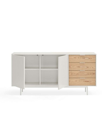 Aparador SIERRA 159x47 cm, DM Blanco / Roble - Teulat. Vackart