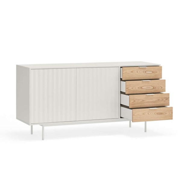 Aparador SIERRA 159x47 cm, DM Blanco / Roble - Teulat. Vackart