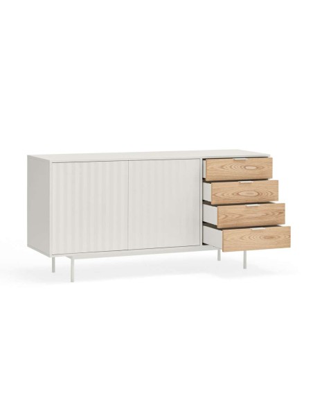 Aparador SIERRA 159x47 cm, DM Blanco / Roble - Teulat. Vackart
