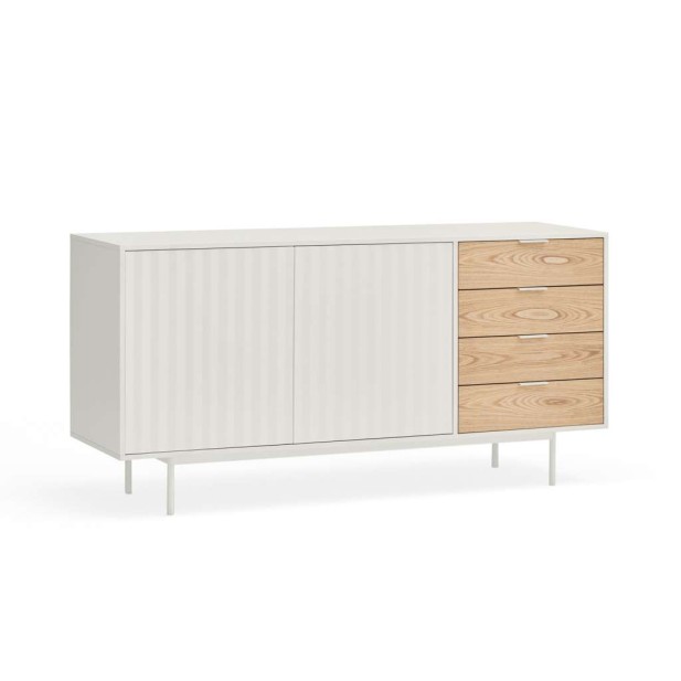 Aparador SIERRA 159x47 cm, DM Blanco / Roble - Teulat. Vackart