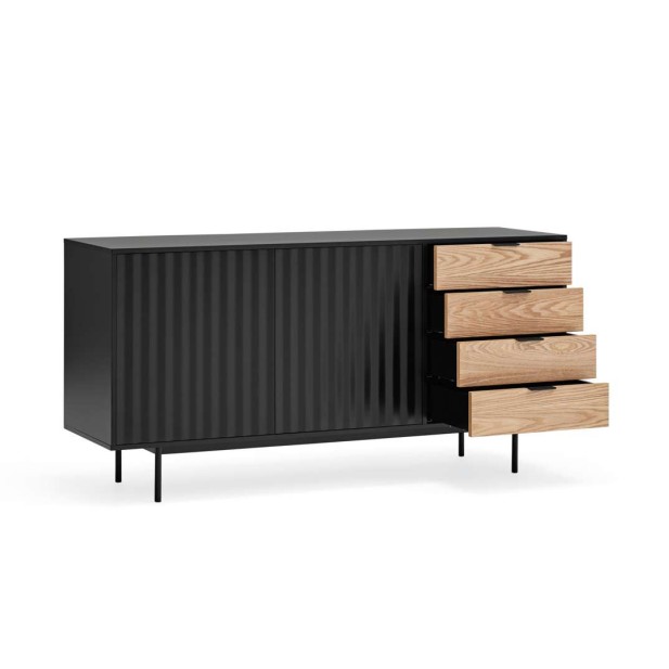 Aparador SIERRA 159x47 cm, DM Negro / Roble - Teulat. Vackart
