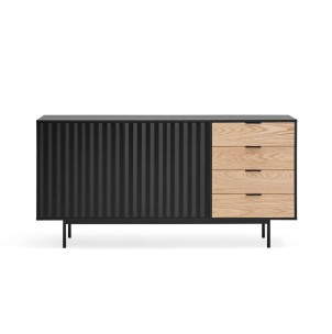 Aparador SIERRA 159x79 cm, DM / Metal Negro / Roble - Teulat. Los modernos y más exclusivos muebles de diseño nórdico, solo en Vackart tu tienda de diseño online.