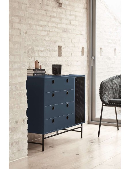 Cómoda PUNTO, DM Gris Antracita / Metal Negro - Teulat. Vackart