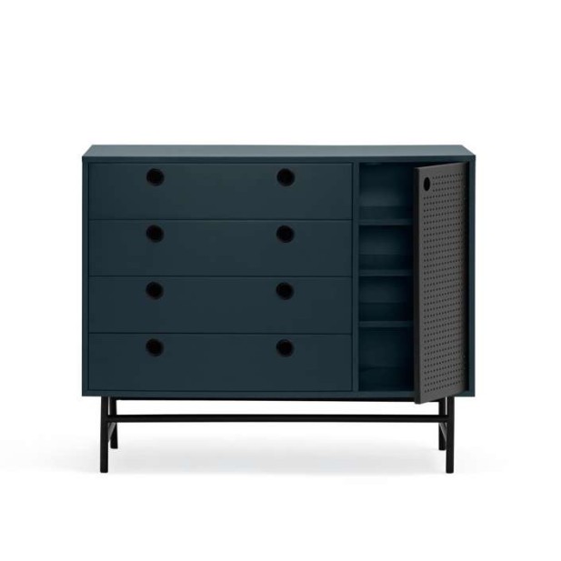 Cómoda PUNTO, DM Gris Antracita / Metal Negro - Teulat. Vackart