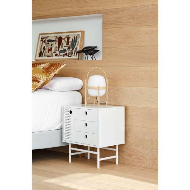 Mesita de Noche PUNTO, DM / Metal Blanco - Teulat. Vackart