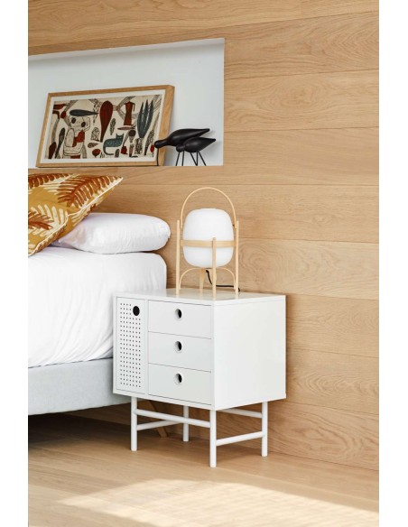 Mesita de Noche PUNTO, DM / Metal Blanco - Teulat. Vackart