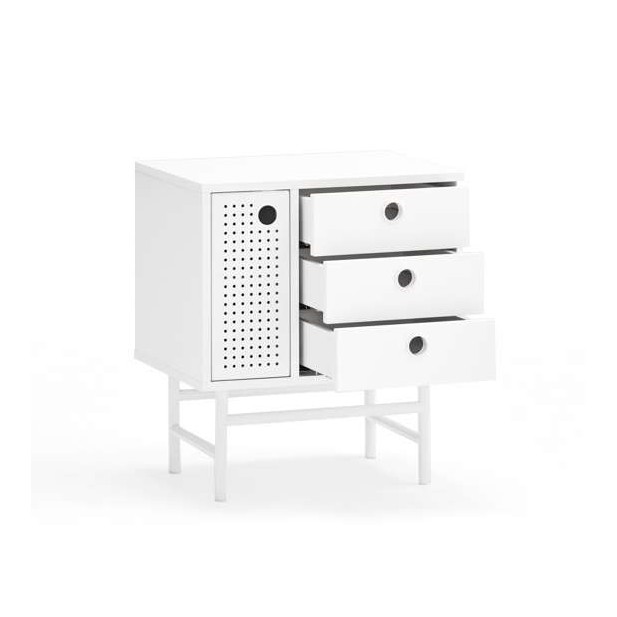 Mesita de Noche PUNTO, DM / Metal Blanco - Teulat. Vackart