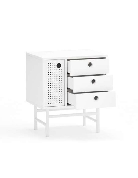 Mesita de Noche PUNTO, DM / Metal Blanco - Teulat. Vackart