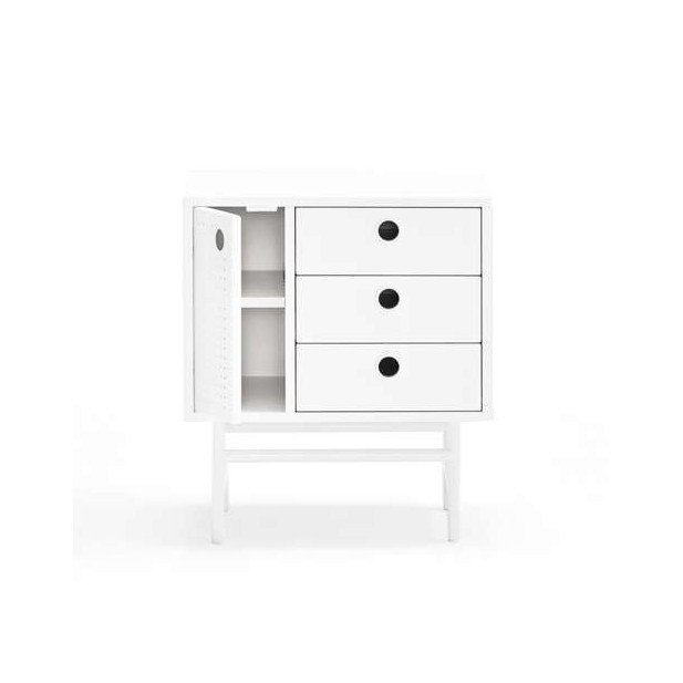 Mesita de Noche PUNTO, DM / Metal Blanco - Teulat. Vackart