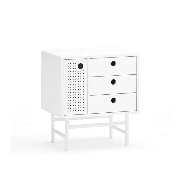 Mesita de Noche PUNTO, DM / Metal Blanco - Teulat. Vackart