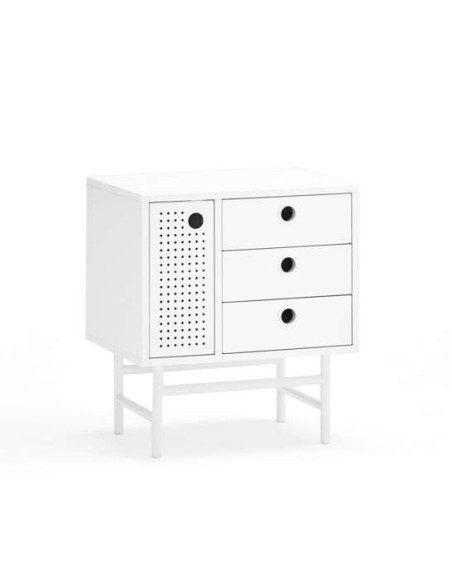 Mesita de Noche PUNTO, DM / Metal Blanco - Teulat. Vackart