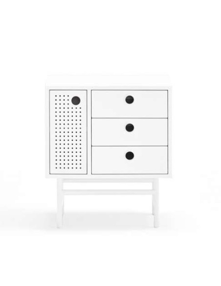 Mesita de Noche PUNTO, DM / Metal Blanco - Teulat. Vackart