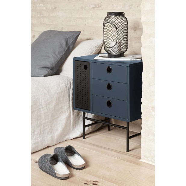 Mesita de Noche PUNTO, DM Antracita / Metal Negro - Teulat. Vackart