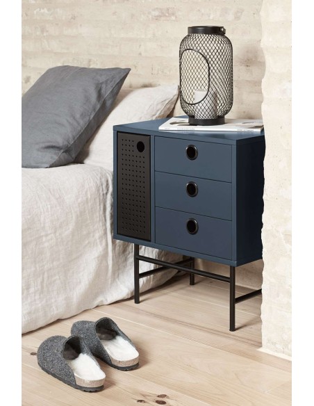 Mesita de Noche PUNTO, DM Antracita / Metal Negro - Teulat. Vackart