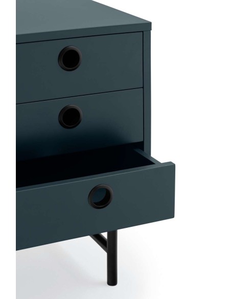 Mesita de Noche PUNTO, DM Antracita / Metal Negro - Teulat. Vackart