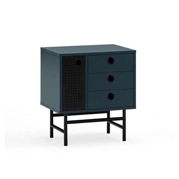 Mesita de Noche PUNTO, DM Antracita / Metal Negro - Teulat. Vackart