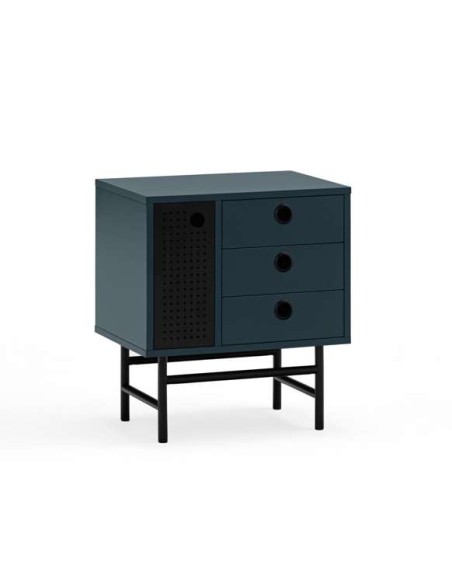 Mesita de Noche PUNTO, DM Antracita / Metal Negro - Teulat. Vackart